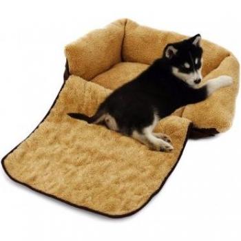 Cama suave para mascotas extensible doble función 82x46x18 cm Beige