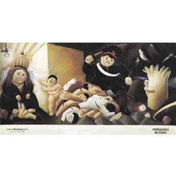 Fernando Botero - Massacre de los innocentes Det.4 clásico, estilo contemporáneo Realismo de impresión - Tamaño 98 x 52 cm