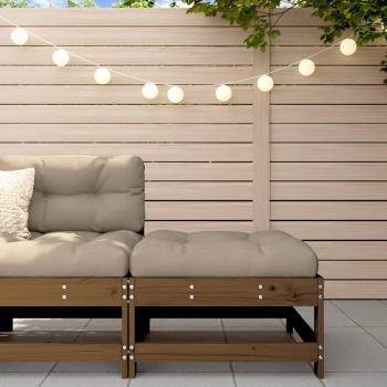 Taburete de jardín con cojín de madera maciza de pino en color natural, blanco y gris - Conjunto de muebles de terraza para exterior