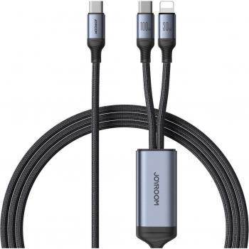 Cable Joyroom Speedy 2 en 1 USB-C / Lightning 100W, 1.5m - Negro