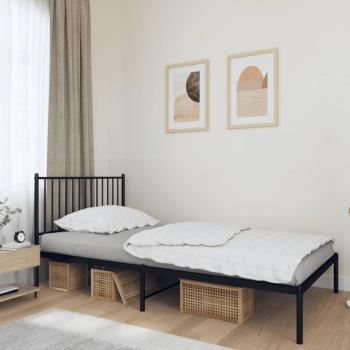 vidaXL Metal Bed Frame without Mattress with Headboard Black 100x190cm