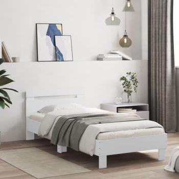 Cama paseante redondo con cabecero blanco 90x190 cm en madera multicapa