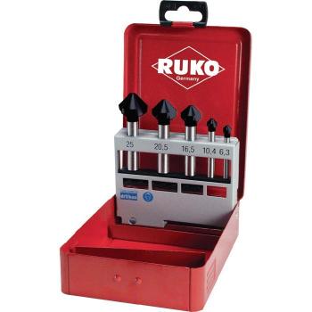 Juego de avellanadores cónicos DIN 335 forma C HSS-TiAIN 90° Ruko-102154F, incluye 5 piezas con diámetros de 6,3 mm a 25 mm