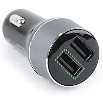 Cargador de coche Gembird con 2 puertos USB, salida de 2.1A y Quick Charge 3.0, en color negro