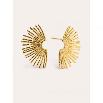 Pendientes Sunbeam Singularu de Acero Bañado en Oro de 18 Kt