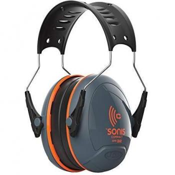 Protector Auditivo JSP Sonis Compact SNR 32 dB - Orejeras Ajustables, Comodidad y Flexibilidad para Adultos - Color Gris/Naranja
