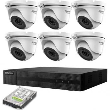 Kit de videovigilancia Hikvision 6 cámaras AHD 5 MP HD con disco duro de 2TB