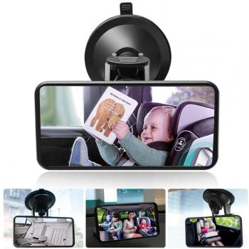 DAMIGRAM Espejo Retrovisor de Bebé, 360° Ajustable Irrompible Interior Espejo, Universal de Coche Asiento Trasero Vista Espejo de Seguridad, Ajuste universal Espejo Coche Bebe