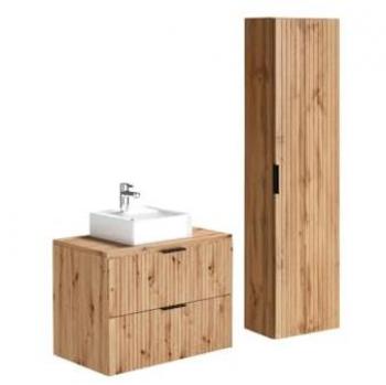 Mueble de baño flotante con lavabo sobre encimera - Natural claro - 80 cm - ZEVARA