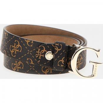 Cinturón Guess Vikki en marrón oscuro con logos y hebilla en forma de G