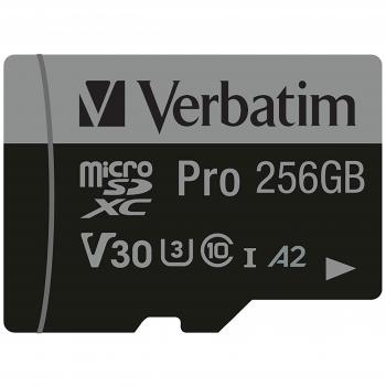 Verbatim Pro 256GB MicroSDXC UHS-I Clase 10 U3 con Adaptador