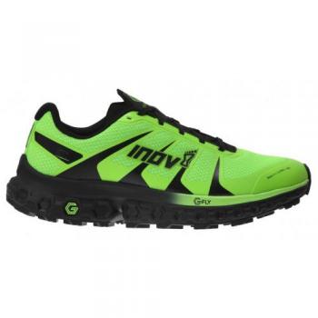 Inov8 Zapatillas de Trail Running Anchas Terraultra Max G 300 - Color negro y verde, talla 45.5, diseñadas para ultra distancias, con amortiguación máxima y suela adherente para terrenos difíciles