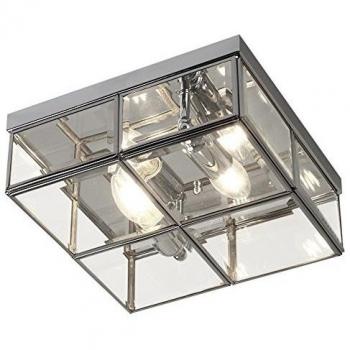 Plafón Pisa de cristal cromo con 2 bombillas de 10cm