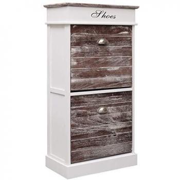 vidaXL Mueble Zapatero Madera de Paulownia Mobiliario Hogar Decoración Organización Almacenamiento Calzados Duradero Útil Duradero Marrón 50x28x58cm