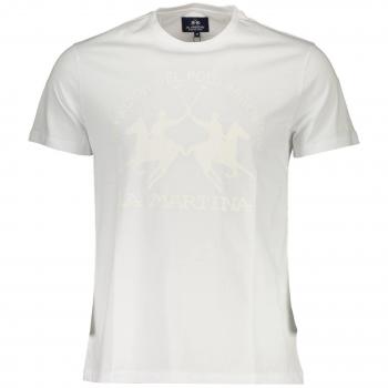 La Martina Elegant White Crew Neck Tee with Signature Print - XXL