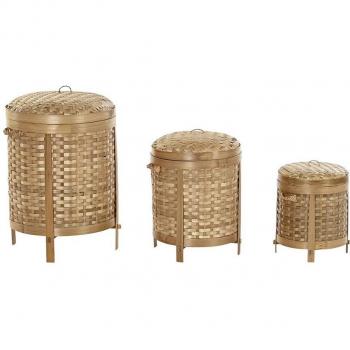 Cesta de almacenamiento DKD Home Decor Natural 31 x 31 x 44 cm de Bambú estilo Boho