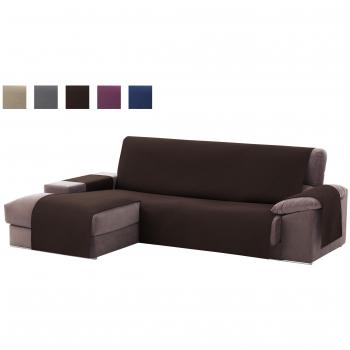 textil-home Funda Cubre Sofá Chaise Longue Adele, Protector para Sofás Acolchado Brazo Izquierdo. Tamaño -240cm. Color Marrón