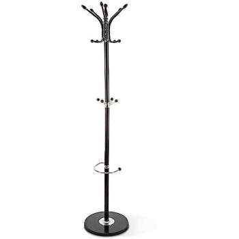 Perchero de Pie con Paraguero, 14 Ganchos, 37x182 cm, Metal y Plástico, Color Negro