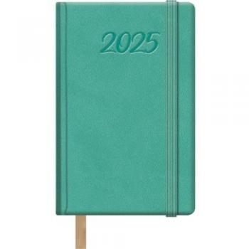 Agenda 2025 Semana Vista Tamaño Bolsillo (8,5x13 cm) 12 Meses Enero a Diciembre Tapa Dura de Polipiel Planificador en Español SAMBA Verde Menta