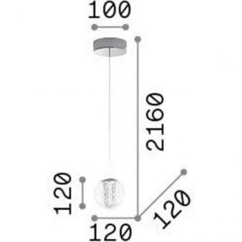 Lámpara colgante LED Diamond de 1 luz, cromada/clara, 650Lm, 3000K