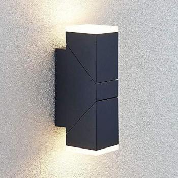 Aplique LED para exterior Lindby Sally, 2 luces, lámpara de pared de aluminio negro