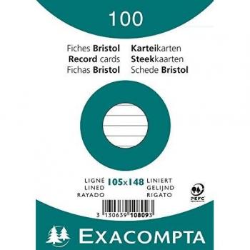 Fichas de Cartulina Bristol A6 Lined 100 Piezas Blancas 205 g/m²
