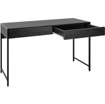 Escritorio para Oficina Mesa de Madera con 2 Cajones y Estructura en Acero Negro 112 x 48 x 76 cm