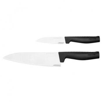Set de Cuchillos Fiskars Hard Edge 2 Piezas - Cuchillo de Chef 20 cm y Cuchillo de Verduras 11 cm, Acero Inoxidable, Diseño Elegante