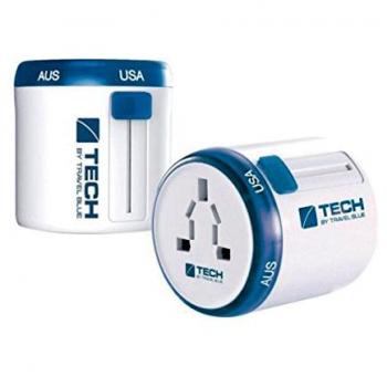 TECH Adaptador Mundial Clavija ELÉCTRICA Todo EN UNO, Azul, Estandar