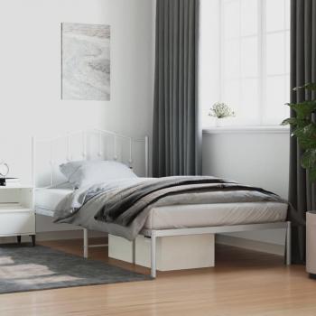 Cama de metal con cabecero blanco 100x200 cm