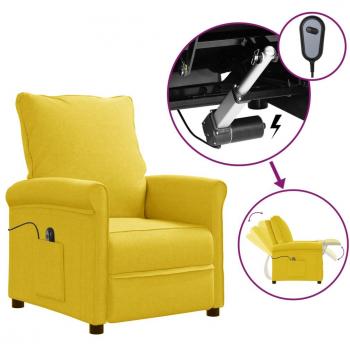 Sillón eléctrico reclinable de tela amarillo con función elevable