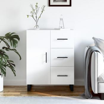 Aparador de madera multicapa blanco pulido 69,5x34x90 cm