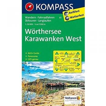 Mapa turístico y topográfico Wörthersee - Karawanken Oeste 1:50,000 con guía de actividades, rutas de senderismo, ciclismo y esquí