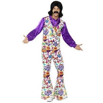 Smiffys 44904L 60s Groovy Hippie - Traje con chaleco, camisa y pantalones, Multicolor, L