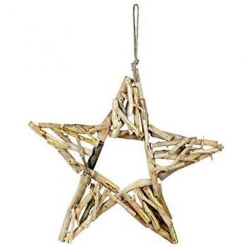 SIGRIS Decor and Go Estrella con Madera Figuras Navidad Colección Navidad