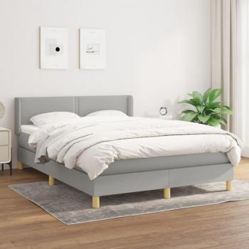 Cama Box Spring con Colchón de Tela Gris Claro 140x200 cm