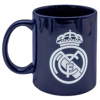 Taza de Café Real Madrid de Porcelana Azul Marino con Escudo Blanco 330ml - Apta para Lavavajillas y Microondas | Producto Oficial