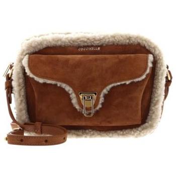 Coccinelle Eco Shearling Suede Leather Crossbody Bag for Women - One Size - Brown/Beige