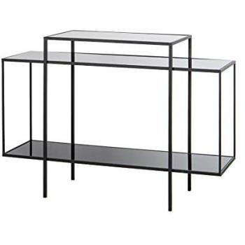 Consola Kulusuk de Metal y Cristal, 120x40x88 cm, Color Negro, Diseño Funcional y Estilizado