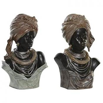 Figura Decorativa DKD Home Decor 26 x 17 x 40 cm Negro Beige Colonial Africana (2 Unidades)
