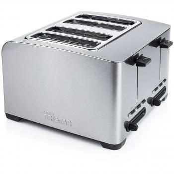 Tristar BR-2140 Tostadora con Carcasa de Acero Inoxidable, 4 Ranuras y 7 ajustes Regulables, 1500 W, Negro