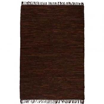 vidaXL Alfombra Tejida a Mano Chindi Cuero 80x160cm Marrón Decoración Hogar