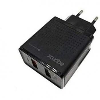 CARGADOR USB DE VIAJE/PARED DUAL QUICK CHARGE 3.0 BLACK APPROX