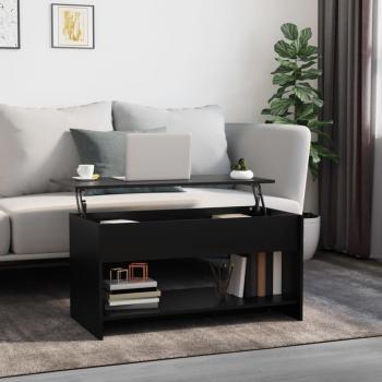 Black Engineered Wood Coffee Table 102x50x52.5 cm