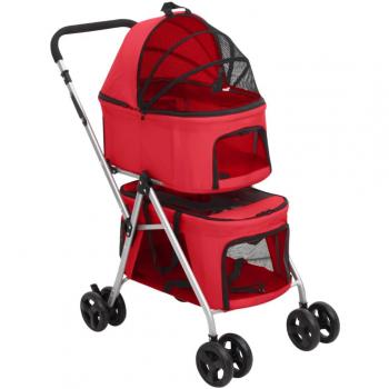 vidaXL 2-Layers Folding Dog Stroller Red 83x48x97 cm Oxford Fabric