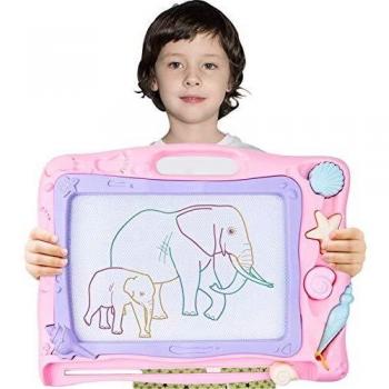 Automoness Pizarra Magnética Infantil Almohadilla Borrable de Escritura y Dibujo con 2 Sellos y 1 Plumas,Juguetes Educativos para Niños
