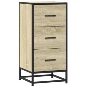 Aparador de madera ingeniería y metal roble Sonoma 35,5x35x76 cm, Armario de almacenaje, Mueble aparador, Muebles de Cocina, Armario bufé