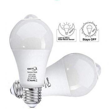 BRTLX Bombillas LED E27 Con Sensor de Movimiento 13 W Auto On/Off PIR Infrarrojo Detección Blanco Cálido 3000K Pack de 2 Unidades
