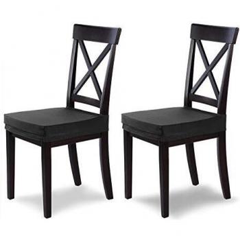SCHEFFLER-Home 2 Fundas Sillas de Comedor Elásticas Marie – Elegantes Fundas Sillas Ajustables – Fundas para Sillas hidrófugo con Banda Elástica, Negro