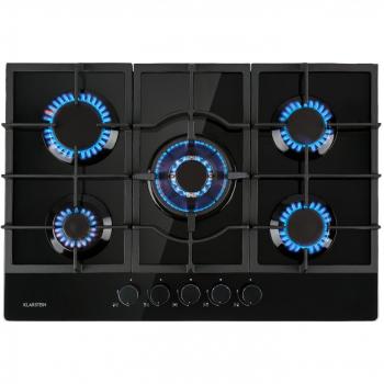 Cocina a Gas Klarstein Ignito 5 Zonas con 5 Quemadores de Vitrocerámica Negra